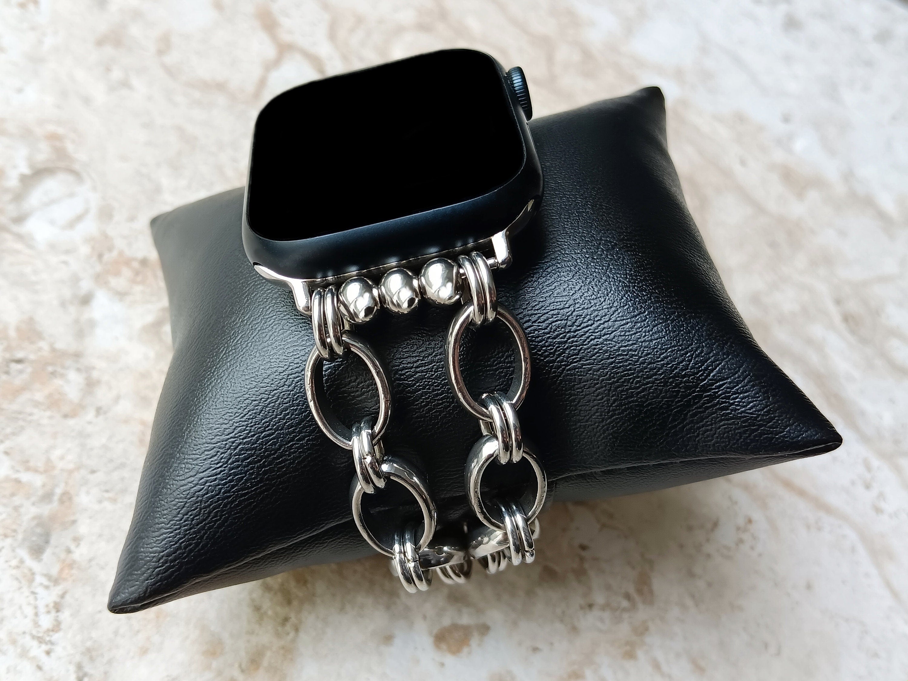 Apple Watch Band Bracelet for Ultra 2 9 8 7 6 SE 5 4 3 2 1 Case 38mm 40 41mm 42mm 44mm 45mm 49mm New Convex Stainless Steel Silver Color NB